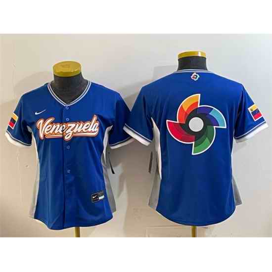 Women Venezuela Baseball Royal 2026 World Baseball Classic Big Logo Road Stadium Stitched Baseball Jersey Run Small