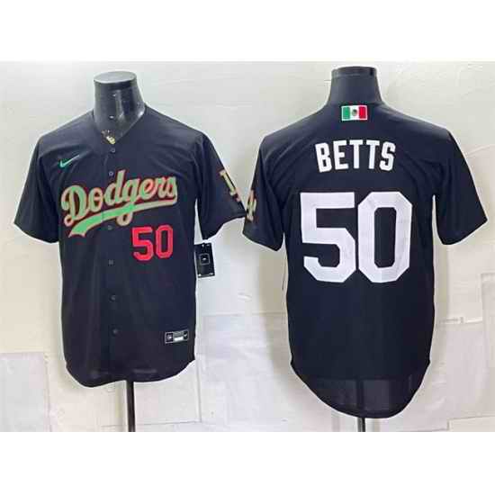 Men Los Angeles Dodgers  50 Mookie Betts Black Mexico Limited Stitched Baseball Jersey