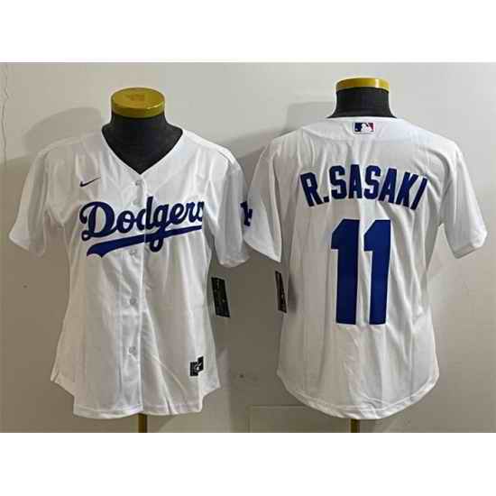 Women Los Angeles Dodgers 11 Roki Sasaki White Cool Base Stitched Baseball Jersey