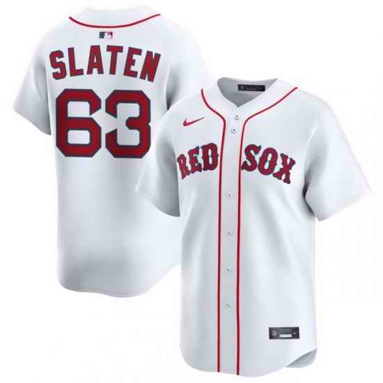 Men Boston Red Sox Nike Home Limited Jersey White Slaten Justin 63
