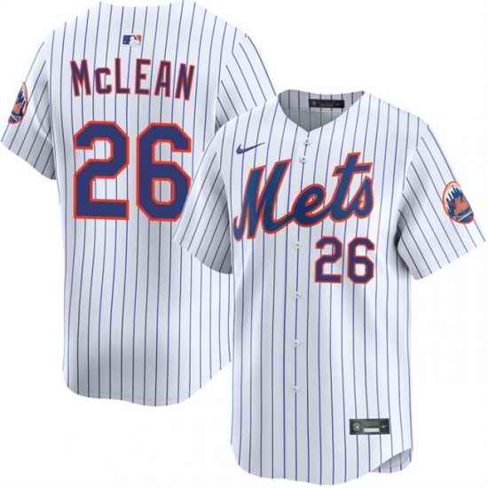 Men New York Mets  26 Nolan McLean White 2025 Home Limited Stitched Baseball Jersey