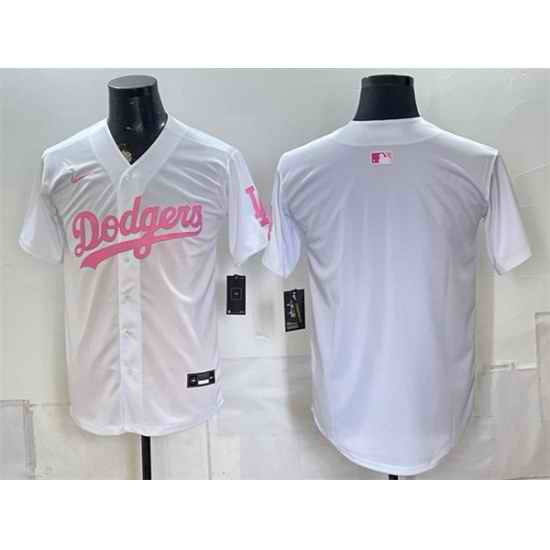 Men Los Angeles Dodgers Blank White Pink Vapor Limited Stitched Baseball Jersey