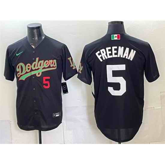 Men Los Angeles Dodgers  5 Freddie Freeman Black Mexico Limited Stitched Baseball Jersey