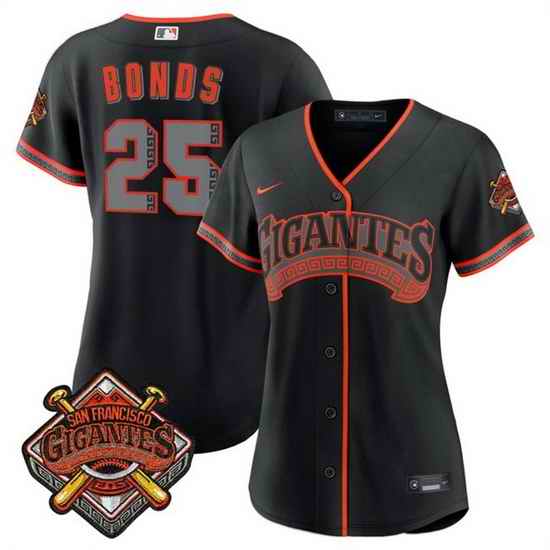 Women San Francisco Giants  25 Barry Bonds Black 2026 Alternate Stadium Stitched Baseball Jersey