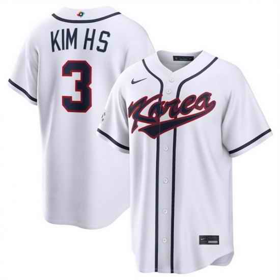 Men Korea Baseball  3 Hyeseong Kim White 2026 World Baseball Classic Home Stadium Stitched Jersey