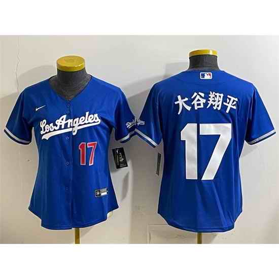 Women Los Angeles Dodgers  17 Shohei Ohtani Royal Alternate Stadium Stitched Baseball Jersey