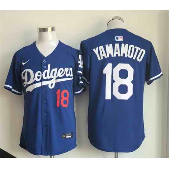 Men Los Angeles Dodgers 18 Yoshinobu Yamamoto Royal Limited Stitched Baseball Jersey