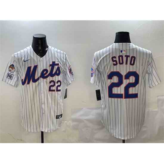 Men New York Mets 22 Juan Soto White 2025 Spring Training Home Limited Stitched Baseball Jersey