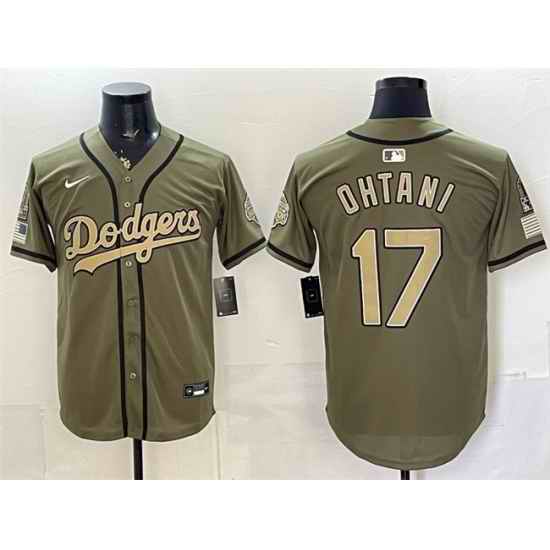 Men Los Angeles Dodgers  17 Shohei Ohtani Olive 2026 Armed Forces Day Stitched Baseball Jersey