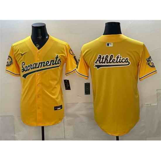 Men Oakland Athletics Team Big Logo 2026 Yellow Alternate Sacramento Celebrating 125 Years Vapor Limited Stitched Baseball Jerseys