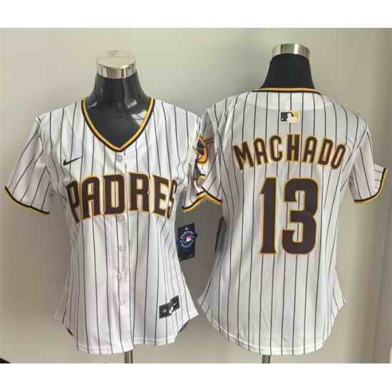 Women San Diego Padres 13 Manny Machado White Home Limited Stitched Baseball Jersey