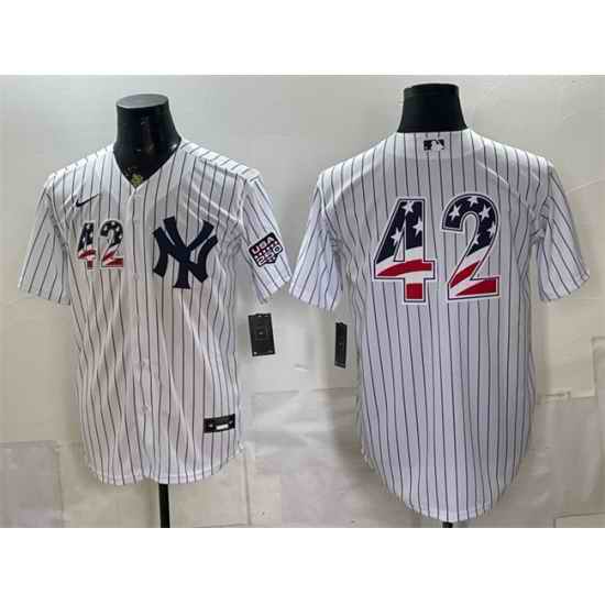 Men New York Yankees  42 Jackie Robinson White 2026 USA 250 Fourth of July Home Stadium Stitched Baseball Jersey