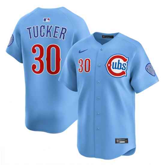 Men Chicago Cubs 30 Kyle Tucker Blue 2024 25 2nd Alternate Limited Stitched Baseball Jersey