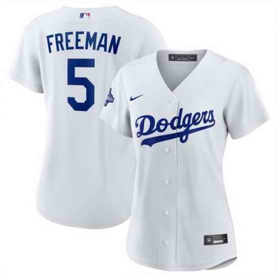 Women Los Angeles Dodgers 5 Freddie Freeman White 2025 World Series Champions Home Cool Base Stitched Baseball Jersey  1