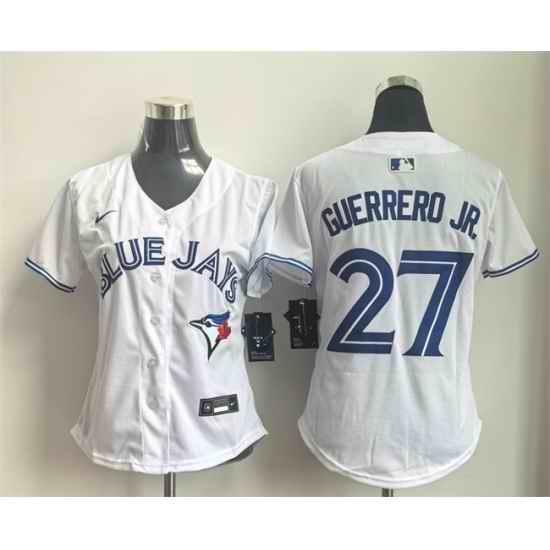 Women Toronto Blue Jays 27 Vladimir Guerrero Jr  White Limited Stitched Baseball Jersey 28Run Small 29