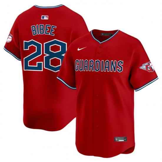Men Cleveland Guardians 28 Tanner Bibee Red Alternate Limited Stitched Baseball Jersey
