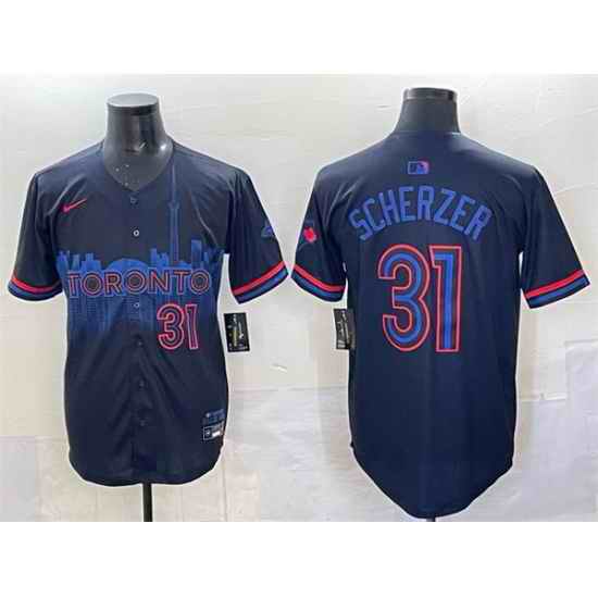Men Toronto Blue Jays 31 Max Scherzer Navy 2024 City Connect Limited Stitched Baseball Jersey
