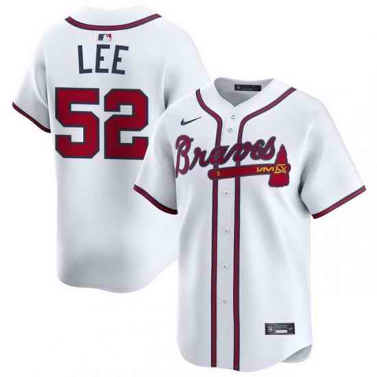 Men Atlanta Braves Nike Alternate Limited Jersey White Lee Dylan 52