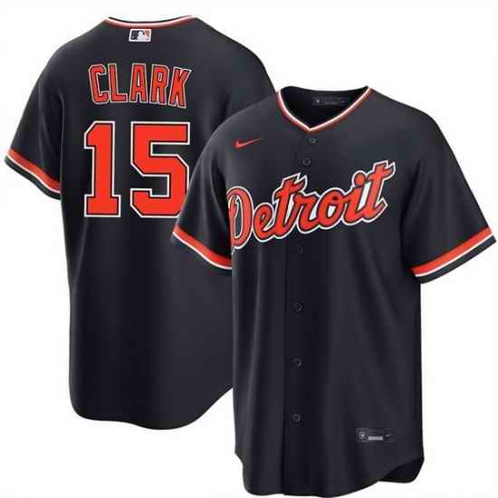 Men Detroit Tigers  15 Max Clark Navy Alternate Stitched Baseball Jersey