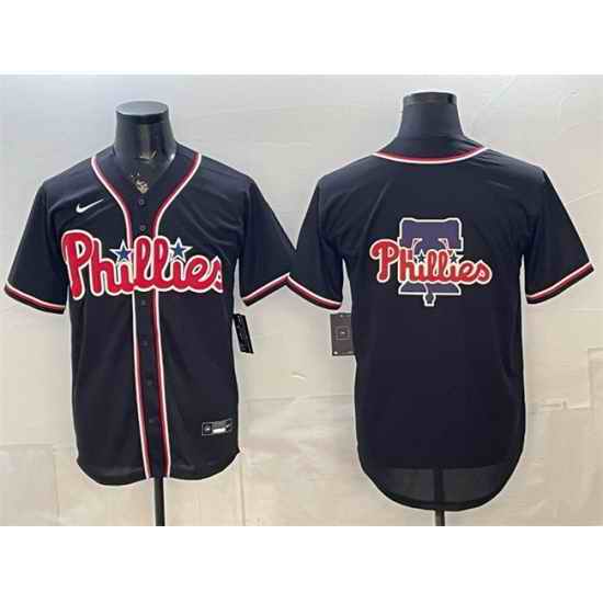 Men Philadelphia Phillies Team Big Logo 2026 Fashion Replica Black Out Stitched Baseball Jersey