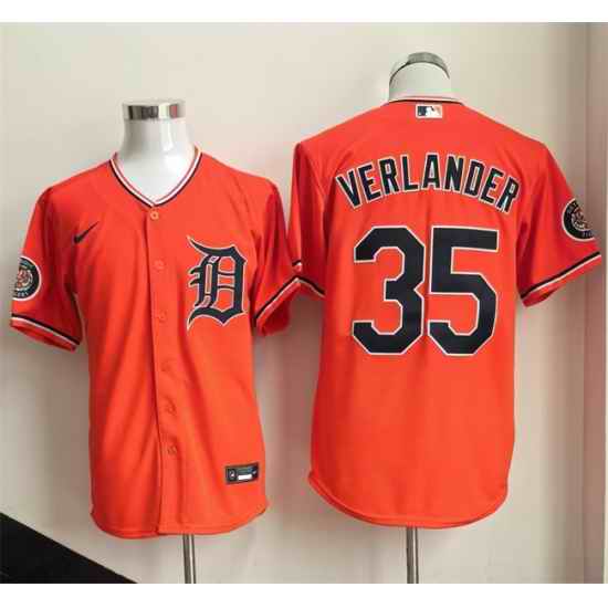 Men Detroit Tigers  35 Justin Verlander Orange 2026 Cool Base Stitched Baseball Jersey