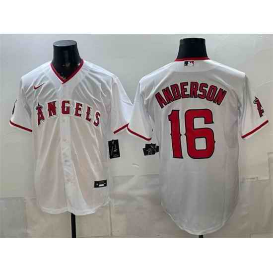 Men Los Angeles Angels  16 Garret Anderson White Stitched Baseball Jersey