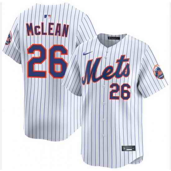 Men New York Mets Nike Nolan McLean #26 White Home Stitched Player Jersey