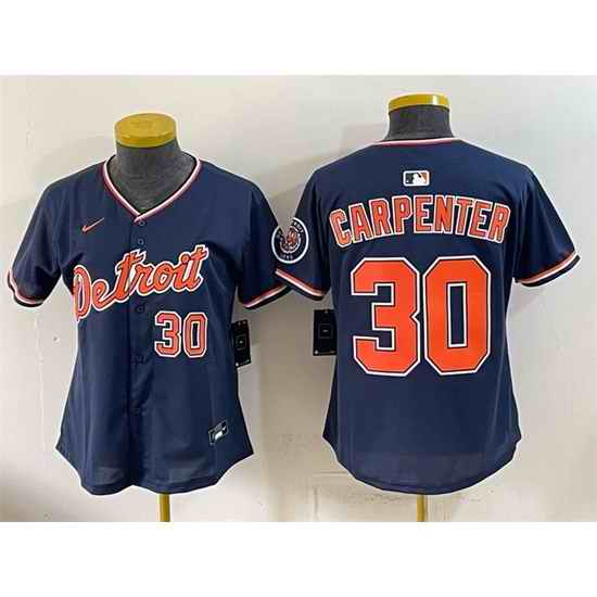Women Detroit Tigers  30 Kerry Carpenter Navy 2026 Alternate Vapor Premier Limited Stitched Baseball Jersey