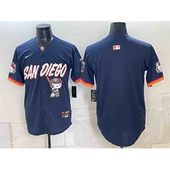 Men San Diego Padres X Hello Kitty Blank Obsidian 2026 City Connect Stadium Stitched Baseball Jersey