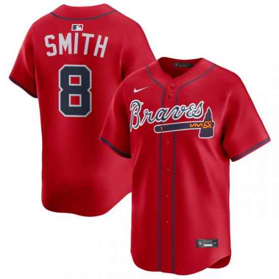 Men Atlanta Braves Nike Alternate Limited Jersey Red Smith Dominic 8