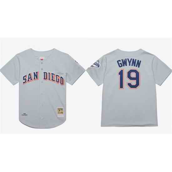 Men San Diego Padres 19 Tony Gwynn Gray 1969 99 Stitched Baseball Jersey