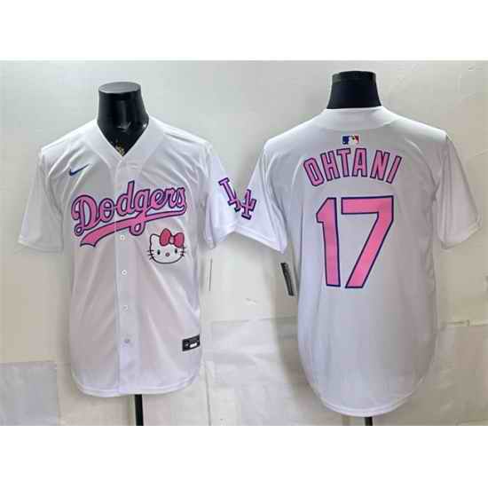 Men Los Angeles Dodgers  17 Shohei Ohtani White 2025 Hello Kitty Vapor Limited Stitched Baseball Jersey