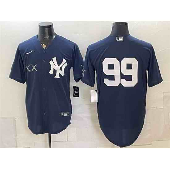 Men New York Yankees x KAWS  99 Aaron Judge Navy Stadium Stitched Baseball Jersey