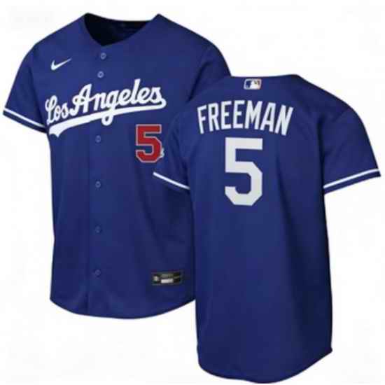 Men Los Angeles Dodgers Freddie Freeman #5 Blue Flex Base 2024 Home Stitched Staddium Jersey