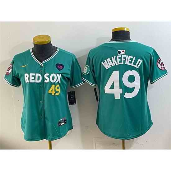 Youth Boston Red Sox  49 Tim Wakefield Memorial Patch Green 2025 City Connect Limited Stitched Baseball Jersey