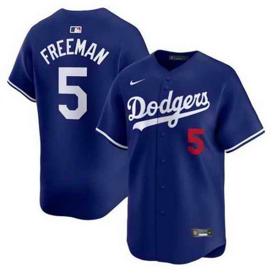 Men Los Angeles Dodgers 5 Freddie Freeman Royal Limited Stitched Baseball Jersey