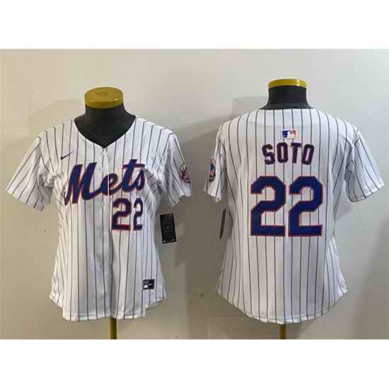Women New York Mets 22 Juan Soto White 2024 Home Limited Stitched Baseball Jersey