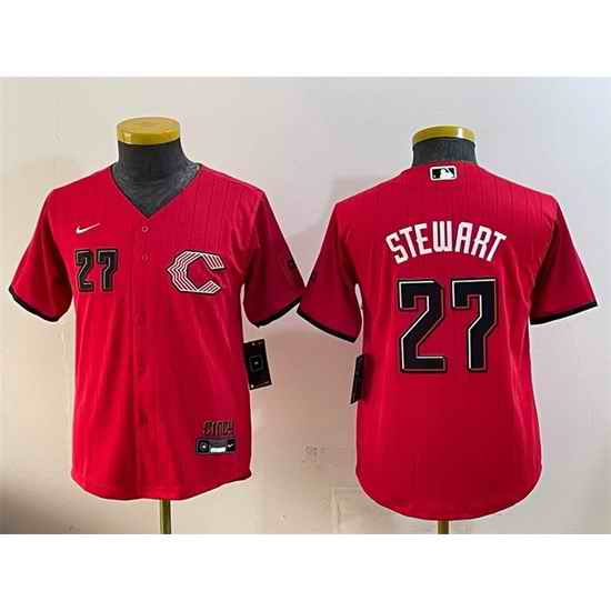 Women Cincinnati Reds 27 Sal Stewart Red 2026 City Connect Stadium Stitched Baseball Jersey