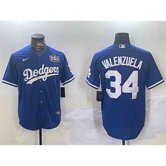 Men Los Angeles Dodgers 34 Toro Valenzuela Royal 2024 World Series Cool Base Stitched Baseball Jersey