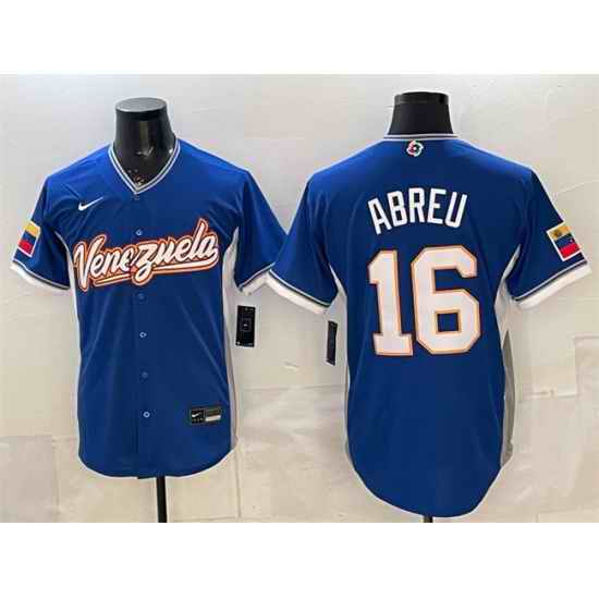 Men Venezuela Baseball  7 Eugenio Suarez Royal 2026 World Baseball Classic Road Stadium Stitched Jersey