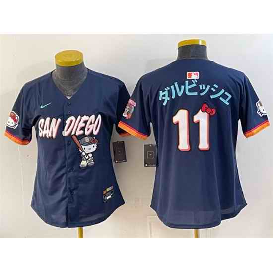 Women San Diego Padres X Hello Kitty Obsidian 2026 City Connect Stadium Stitched Baseball Jersey