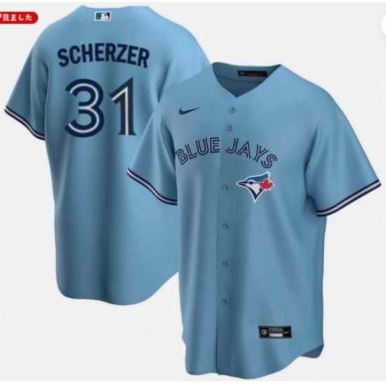 Men Toronto Blue Jays 31 Max Scherzer Light Blue Cool Base Stitched Baseball Jersey