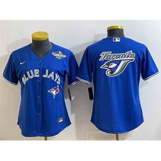 Women Toronto Blue Jays Team Big Logo Royal 2025 World Series Cool Base Stitched Baseball Jersey