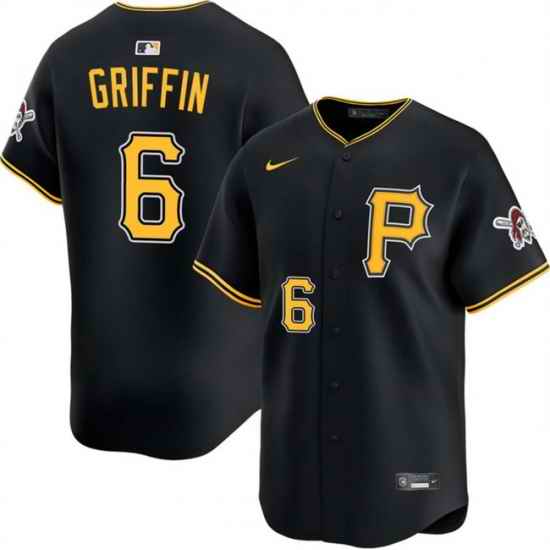 Men Pittsburgh Pirates  6 Konnor Griffin Black Alternate Limited Stitched Baseball Jersey