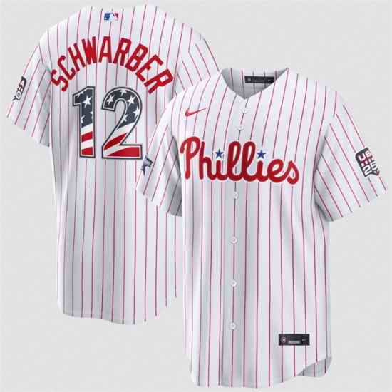 Men Philadelphia Phillies  12 Kyle Schwarber White 2026 All Star Edition Stars   Stripes Stadium Pick A Player Stitched Baseball Jersey