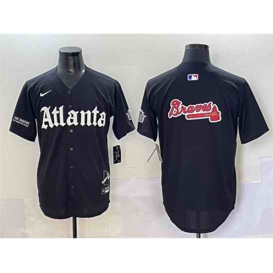 Men Atlanta Braves Black Team Big Logo Gothic South x Outkast Edition Vapor Limited Stitched Baseball Jersey