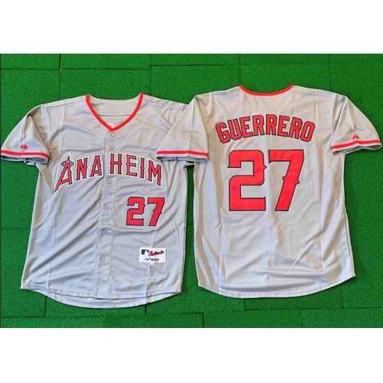 Men Los Angeles Angels  27 Vladimir Guerrero Grey Stitched Baseball Jersey