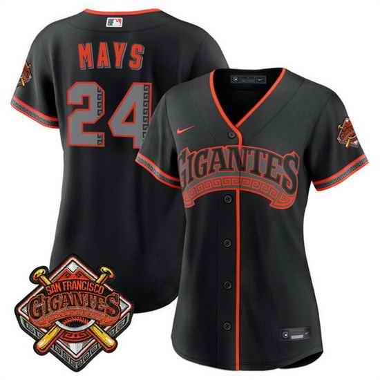 Women San Francisco Giants  24 Willie Mays Black 2026 Alternate Stadium Stitched Baseball Jersey