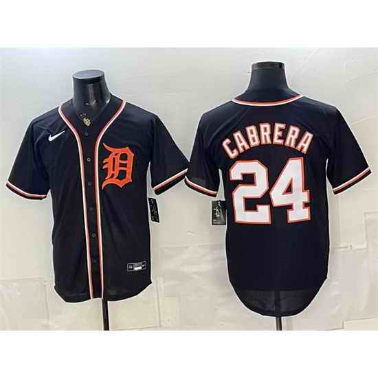 Men Detroit Tigers  24 Miguel Cabrera Black 2026 Fashion Replica Black Out Stitched Baseball Jersey