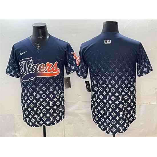Men Detroit Tigers Blank Navy With Patch Vapor Premier Limited Stitched Baseball Jersey